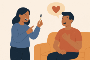 Annonce de grossesse originale au futur papa avec cadeau surprise